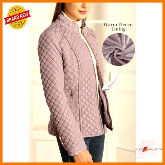 Quilted Puffer Jacket Lightweight Stand Collar Chic Minimal Winter Coat